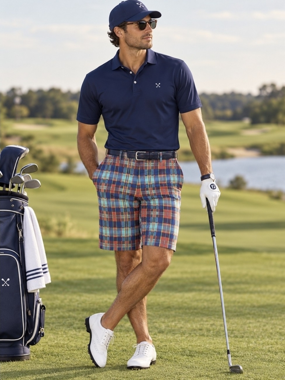 Jack Nicklaus Mens Golf Shorts Multicolor Plaid Sz 34